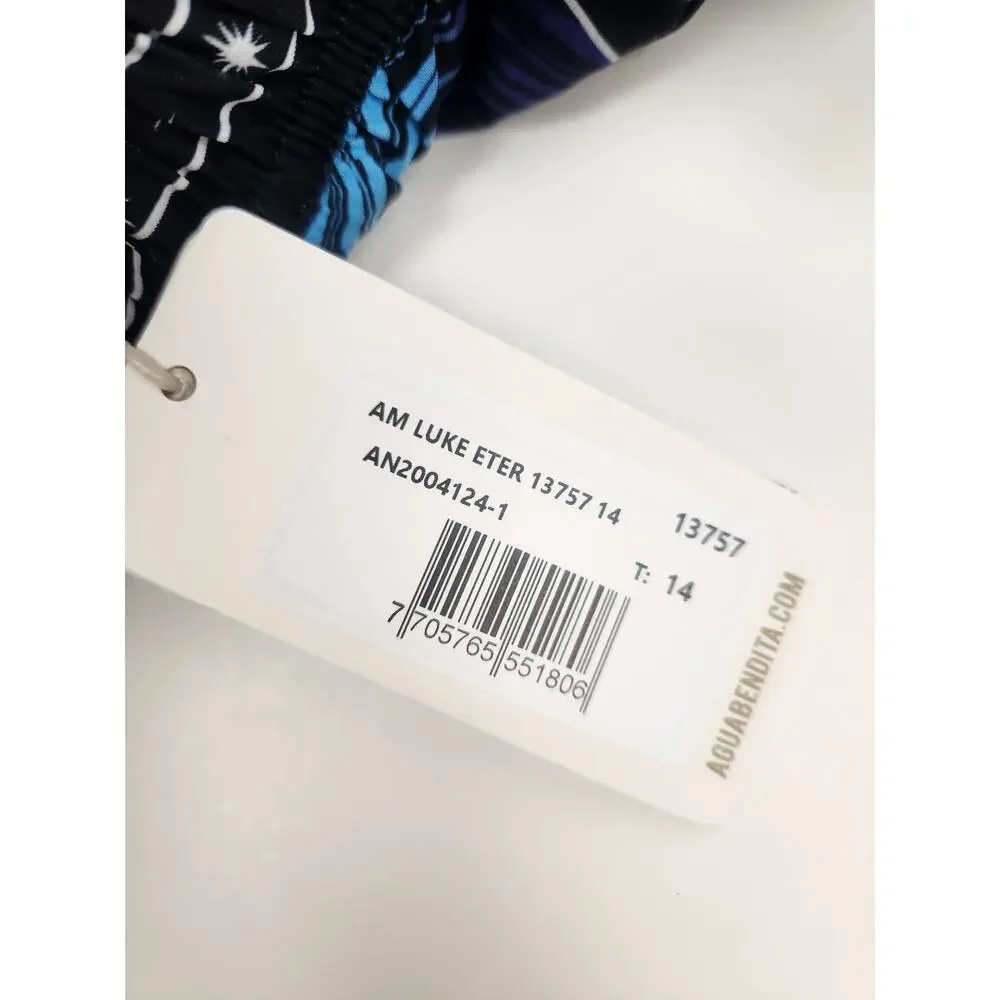 Agua Bendita Boys Luke Board Shorts in Blue Size 14 NWT